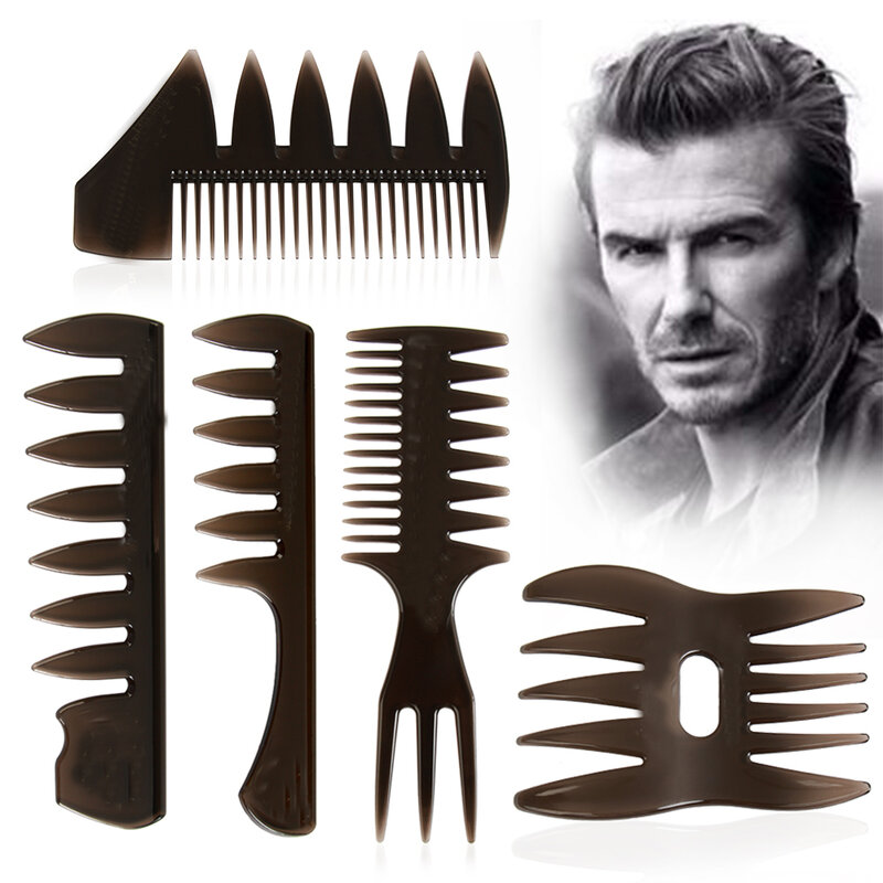 Cepillo de pelo de dientes anchos para hombre, horquilla, peine, cepillo de peluquería para Barba, herramienta de estilismo para barbería, accesorio de salón, Afro, 2022
