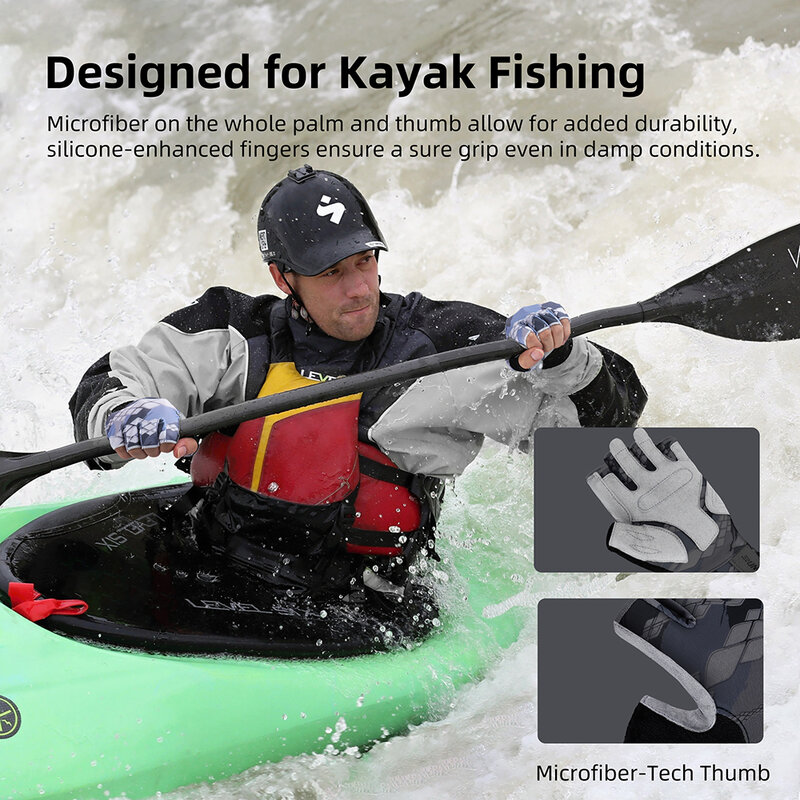 RUNCL-Gants de pêche respirants, protection solaire, sports sans doigts, utilisation pour le kayak en plein air, matériel, UPF50 +