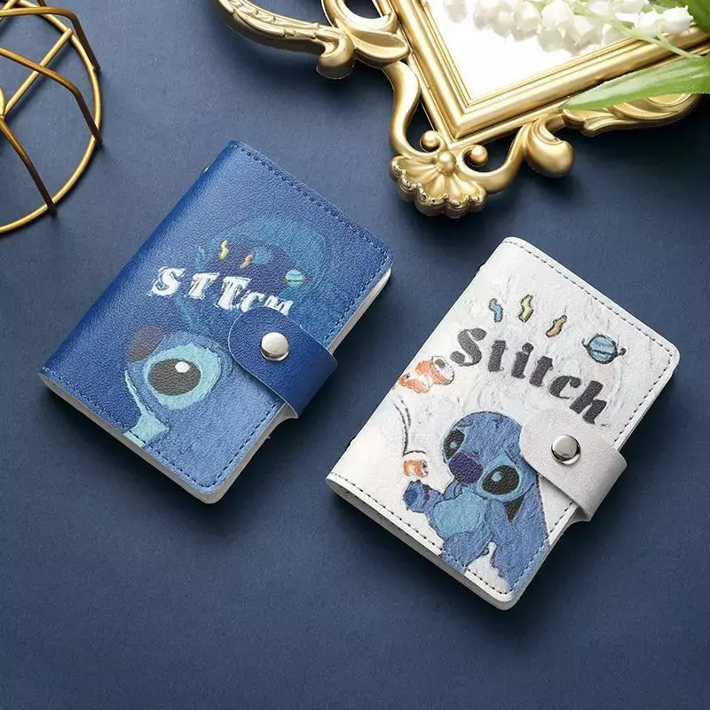 Disney stitch sacos de cartão dos desenhos animados lilo & stitch winnie o pooh couro carteira de motorista clipe de documento de identificação de cartão de crédito feminino titular