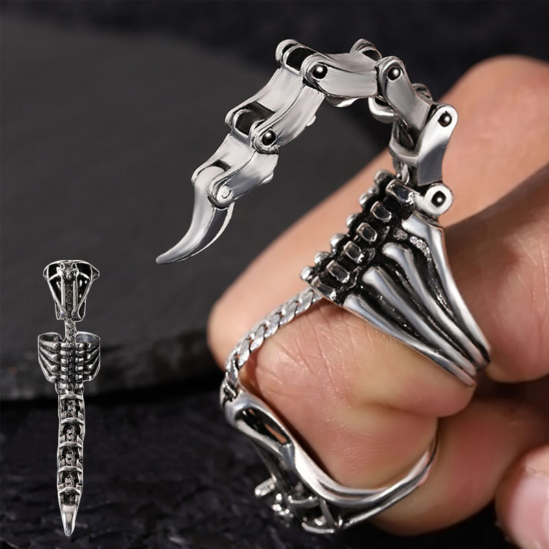 1PC Movable Scorpion Tail Ring Gothic Knuckle Joint Finger Ring Punk Rock Hinged Activity Rings Halloween Cosplay Ring