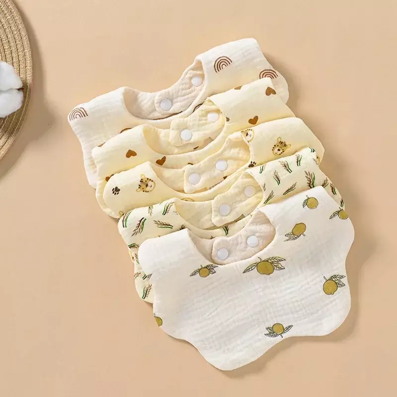 Bavaglini di garza per bambini asciugamano di Saliva di classe A in puro cotone rovesciato per prevenire l'erba e il legno tinto bavaglino neonato A 360 gradi