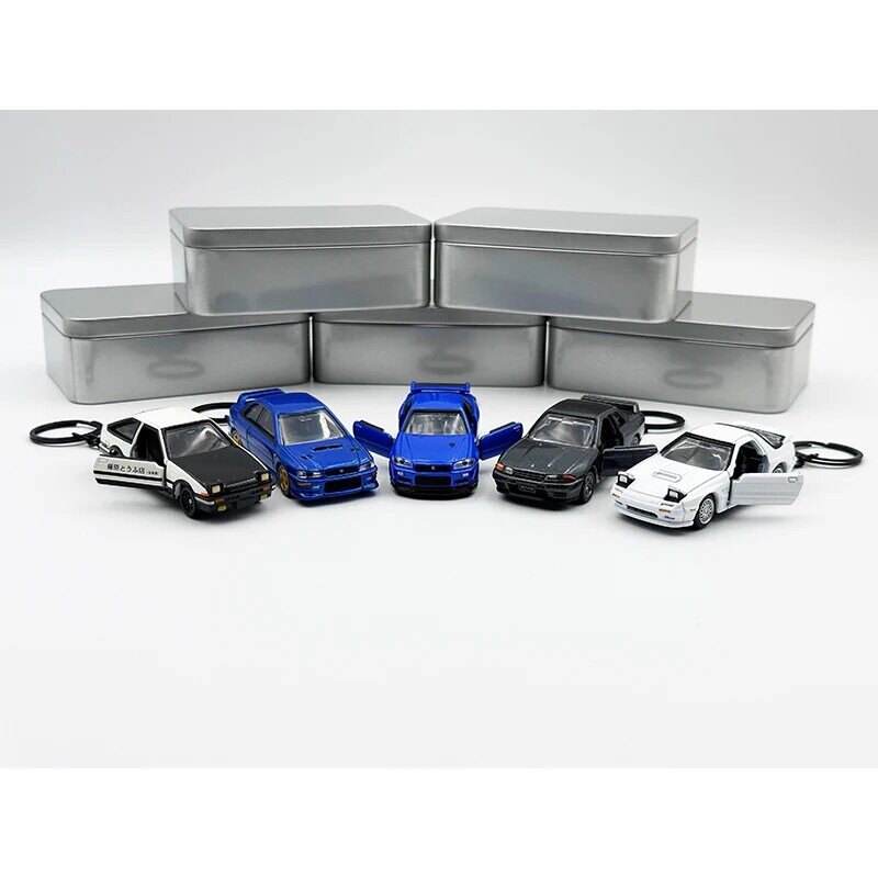 이니셜 D AE86 스카이라인 GTR R34 R32 임프레자 RX7 FC 자동차 모델 장난감, 열쇠 고리 펜던트 선물, DIY 액세서리, 약 1:64
