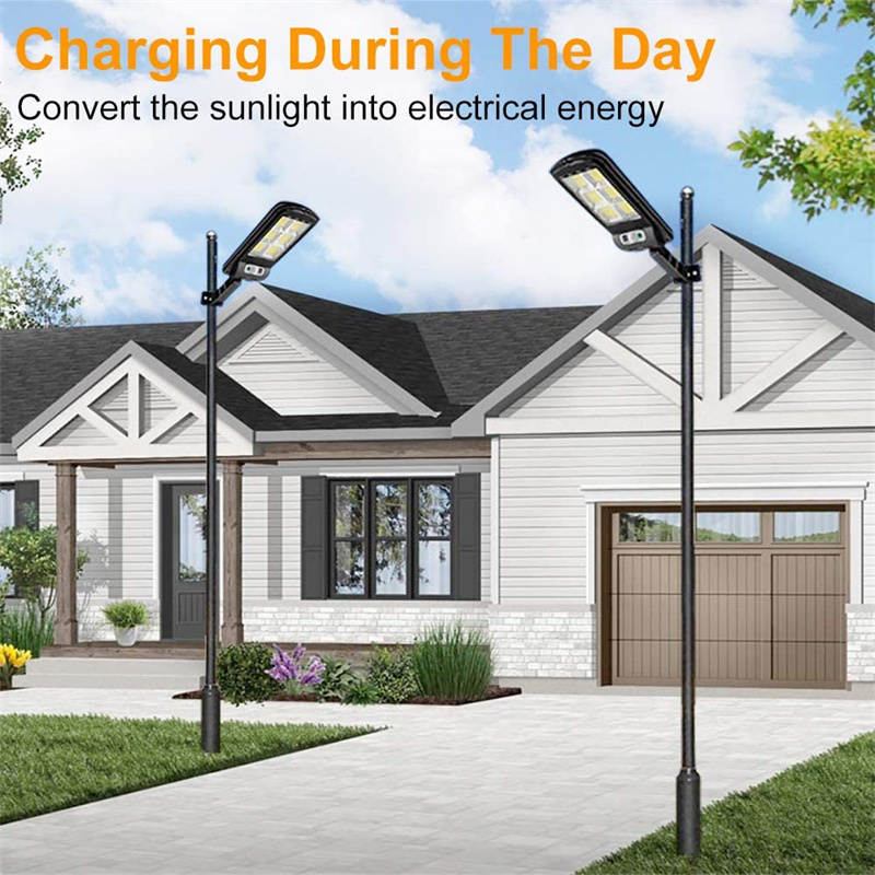 Luzes solares ao ar livre conduziu a lâmpada de rua com sensor movimento 3 modo luz cob smd iluminação para quintal jardim pátio estacionamento