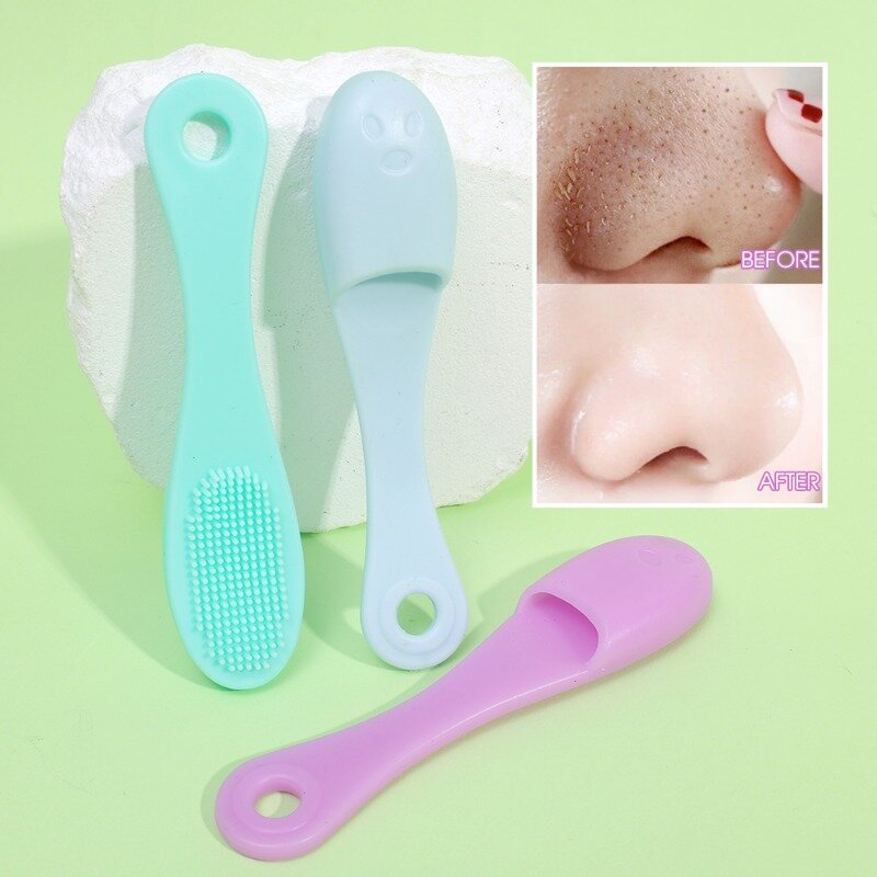 Facial Pore Silicone Cleaning Brush Face Nasal Double-side Massage Brushes Soft Nose Head Wash Brush Beauty Skin Care Clean Tool