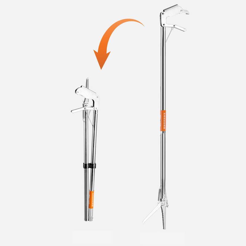 120cm Snake Stick due tipi strumento per afferrare i rettili strumento per acchiappasogni pieghevole in acciaio inossidabile per la pesca in campeggio