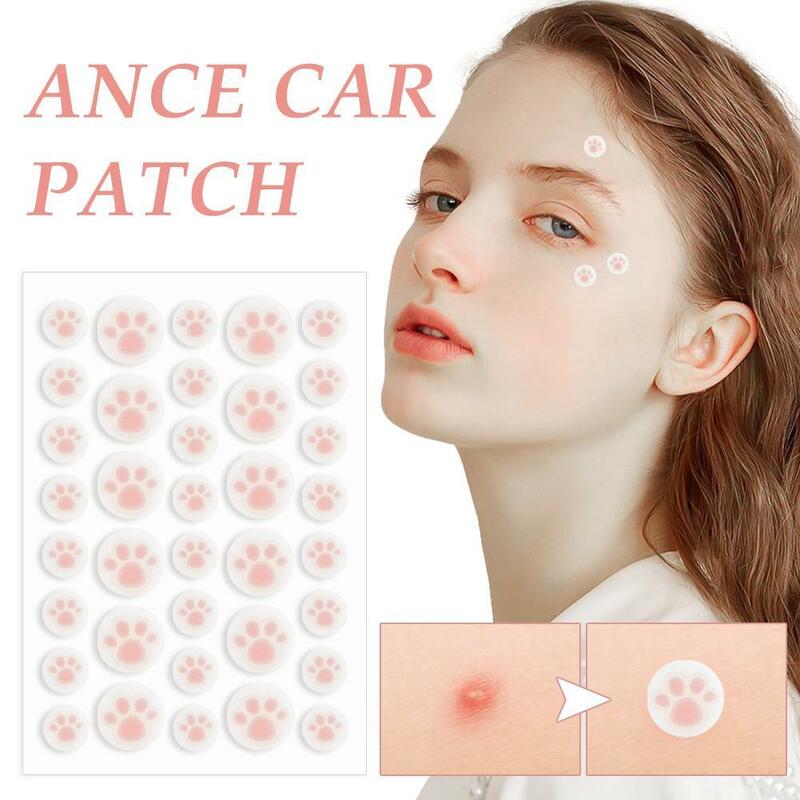 Patch hydrocolloïdal pour boutons d'acné, patch de couverture absorbant, patchs invisibles, pattes de chat mignonnes, 36 points