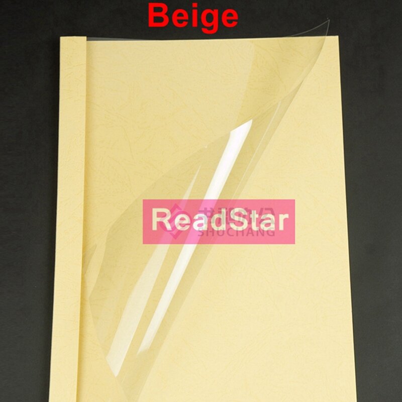 ReadStar-cubierta de encuadernación térmica de fondo Beige transparente, 1-50mm(1-180 hojas), bolsa de 10 unids/lote