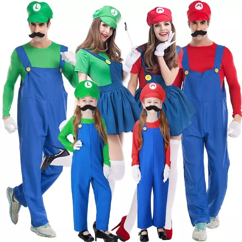 Halloween Game Anime Cosplay Costumes Funny Super Brother Bros Children Fantasia Cosplay Jumpsuit Xmas Carnival Adult Woman Suit
