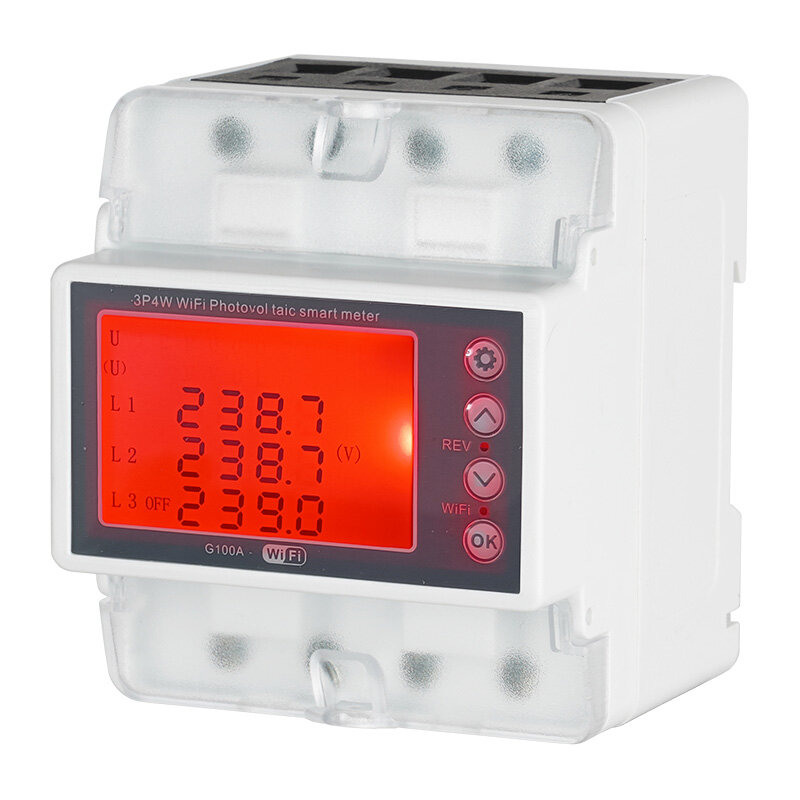 3 Phase 4 Wire 380V 100A Tuya WiFi Smart Bi-Directional Energy Power kWh Meter Over Under Voltage Protector Over load protect