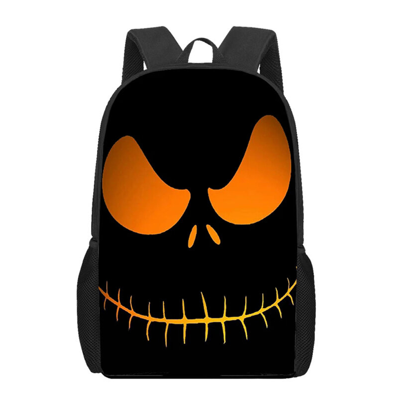 Halloween Horror Pumpkin Head Print Kids Backpack Girls Boys School Bags Funny Book Bag Casual Shoulder Bag Daily Rucksack