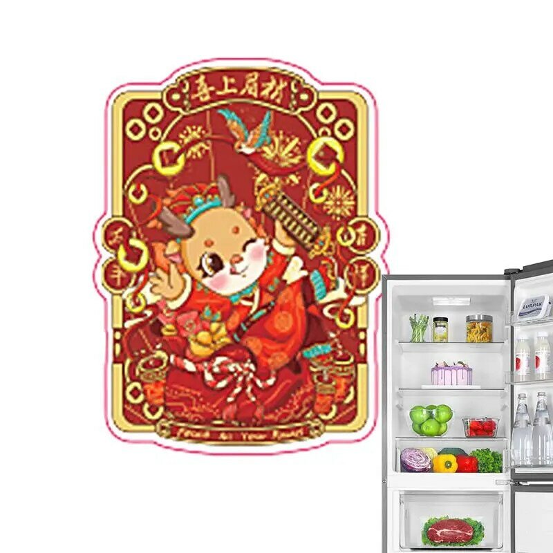 Магнит для холодильника в китайском стиле, праздничный милый креативный магнит для холодильника в китайском и новогоднем стиле, домашний декор