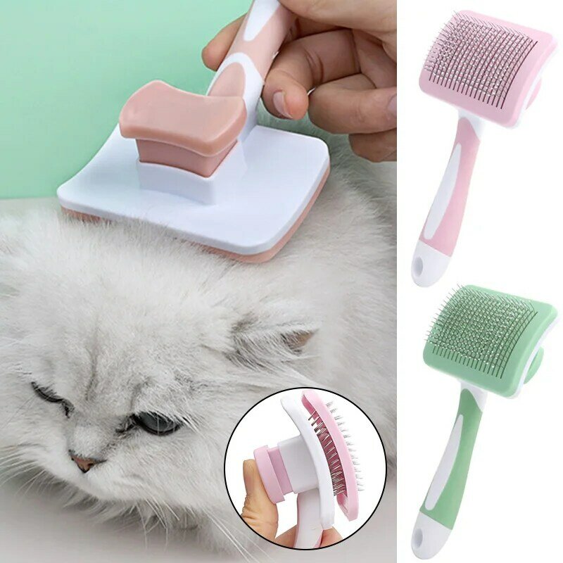 Cepillo de autolimpieza para mascotas, accesorio para el cuidado del cabello, para perros y gatos