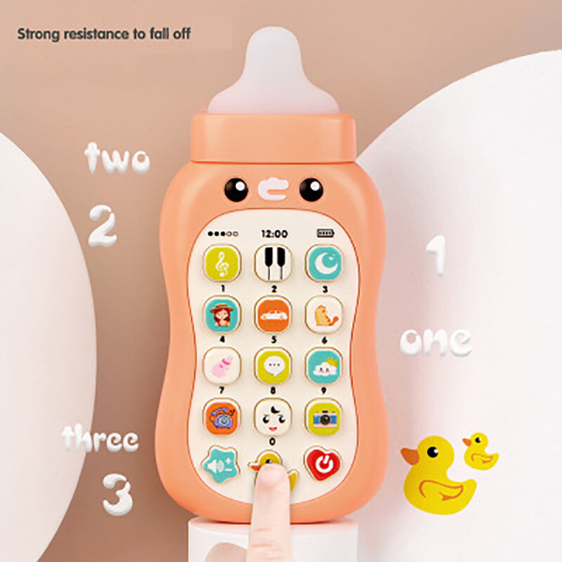 2021 Baby Pacifier Simulation Music Mobile Phone Toys Infant Bottle Soft Teether Bite Baby Early Education Boy Girl Toy 0-1 Year