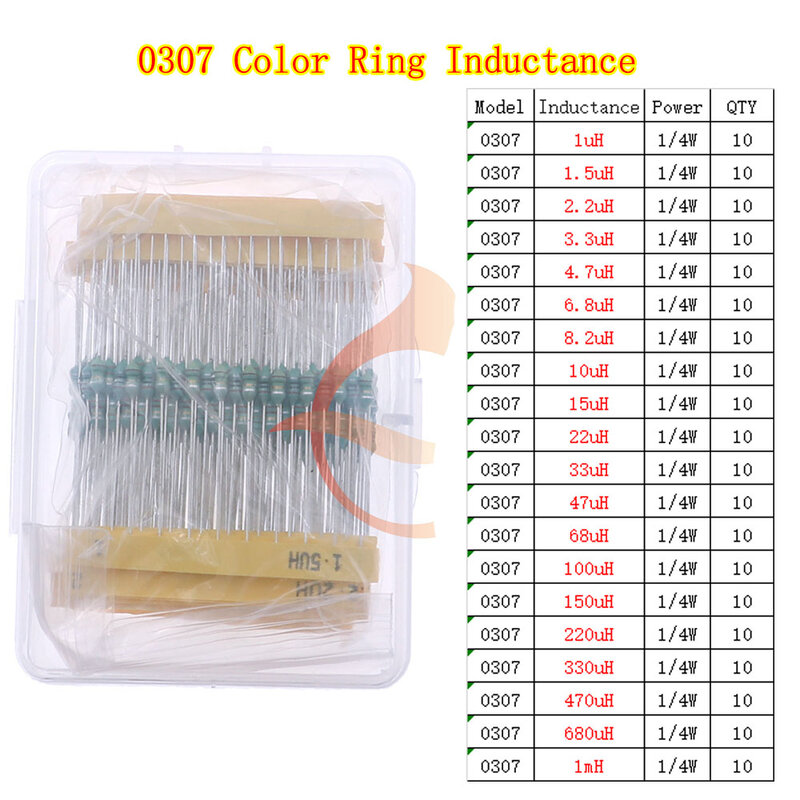 0307 0410 0510 Color Ring Inductor Kit Box 1uH2.2uH3.3uH4.7uH6.8uH10uH22uH33uH47uH100uH220uH470uH680uH1mH2.2mH3.3mH4.7mH