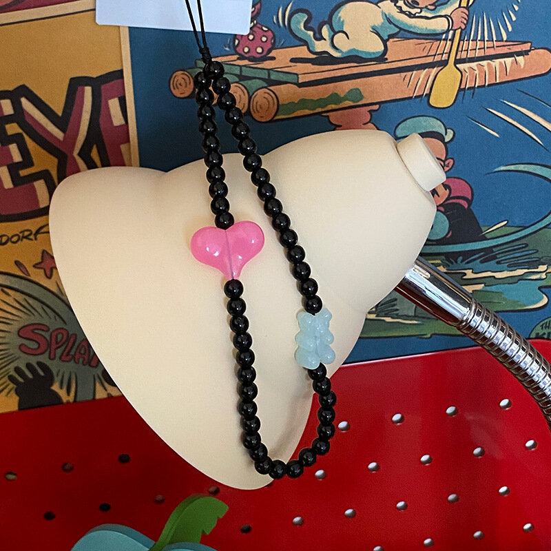 Подвеска из разноцветной смолы в форме сердца и банта для женского телефона