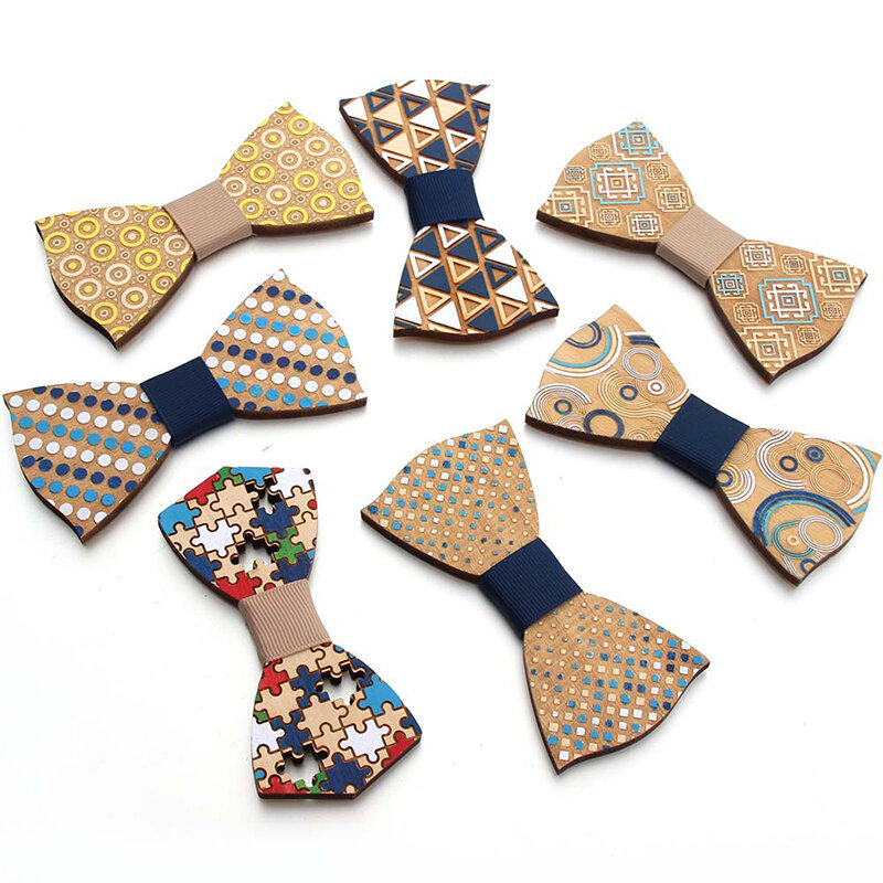 Unisex drążą Bowtie moda muszka drewniana dla mężczyzn regulowany pasek Retro krawaty koszula Vintage Bowknots wąski krawat