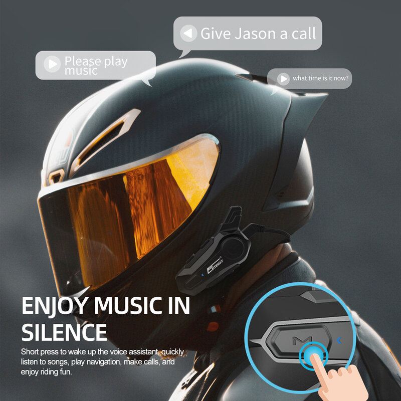 1/2Pcs Bluetooth Intercom Motorfiets Helm Bluetooth Headset Voor 2 Rider Intercomunicador Moto Interphone Headset Draadloze