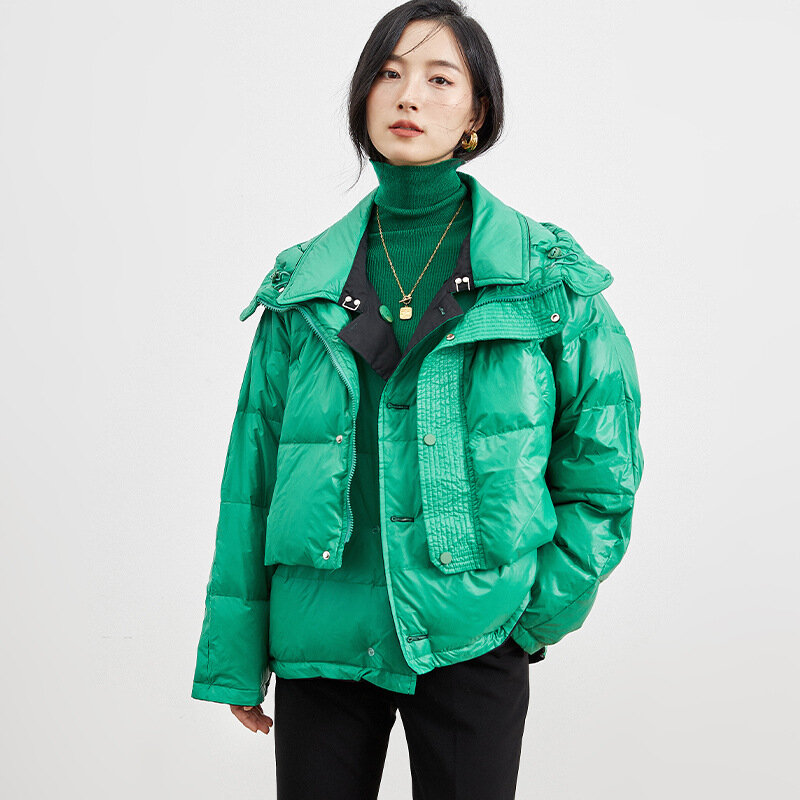 TBE-숏 양면 여성 화이트 덕 다운 코트, 1-33 2022 겨울 신상품 패션