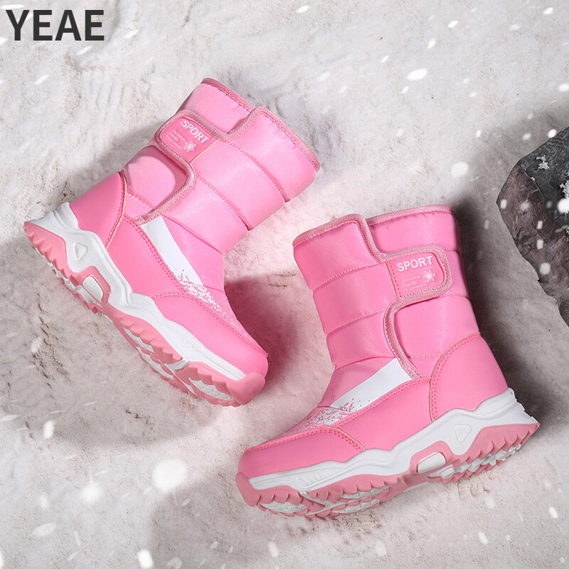 Botas de neve para meninas e meninos, Sapatos de inverno infantis para crianças, Sapatilhas de bebê para bebê, 2 a 8 anos