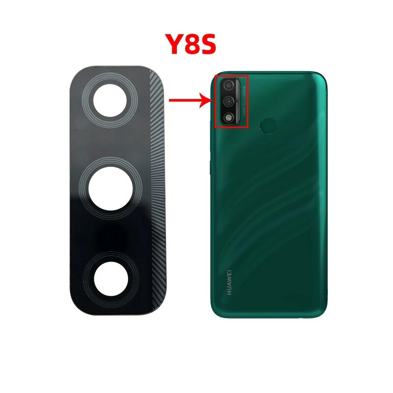 Lensa Kaca Kamera Belakang untuk Kamera Huawei Y8S Kaca Lensa + Perbaikan Penggantian Stiker