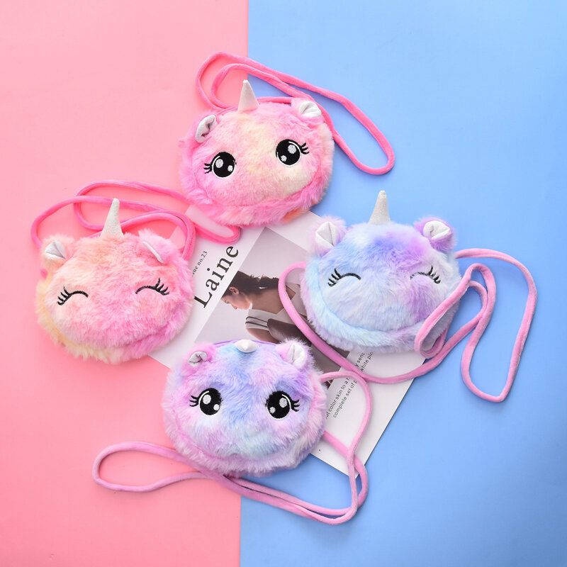 Soft Plush Unicorn Storage Bags Lovely Cartoon Rabbit Fur Coin Purse Key Money Change Phone Organizers Bag Mini Handbags Animal
