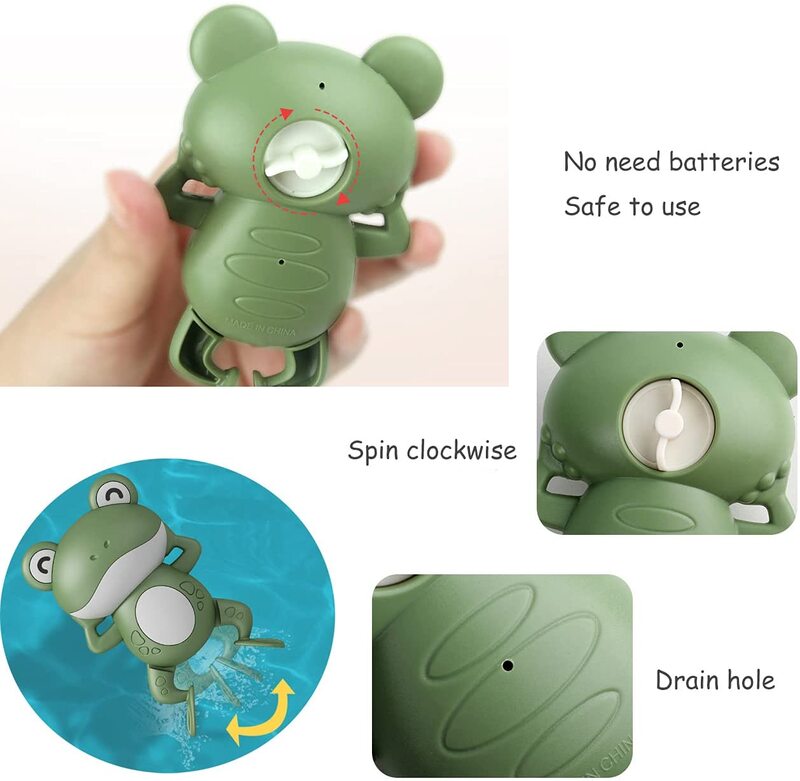 Swimming Frog Bath Toy for Kids, Baby Bath Toys, Floating Clockwork, Bathtub Toys, Birthday Gift, Preschool Toys, 1Pc, 3 Pcs