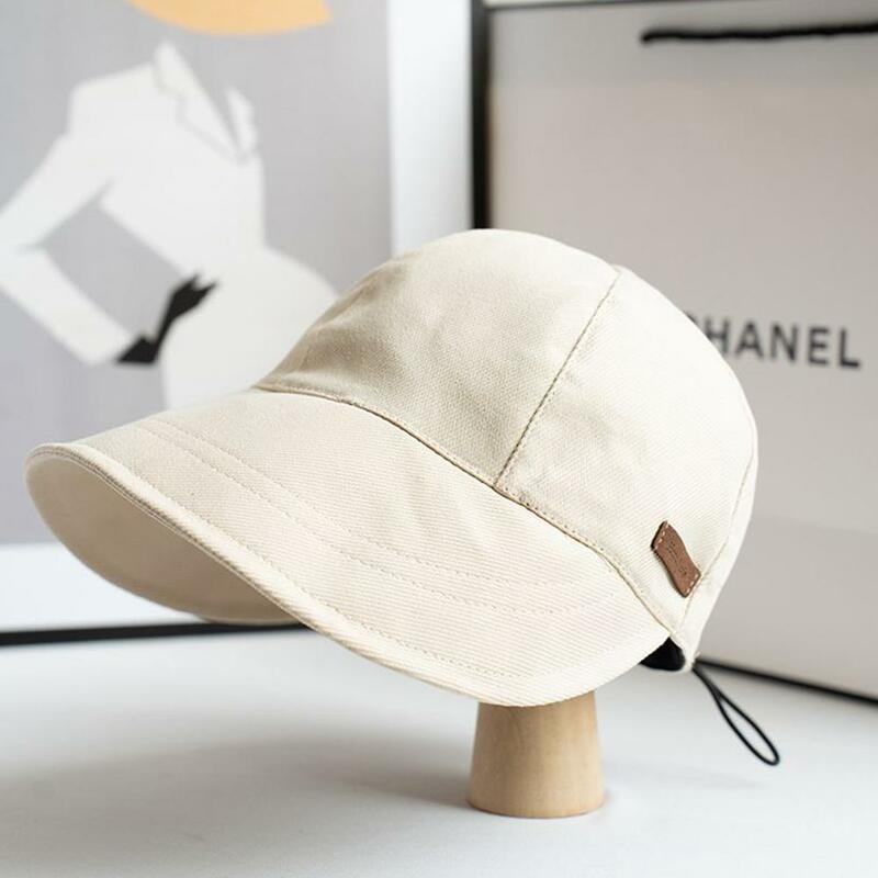 Chapéu de proteção UV com cordão ajustável, chapéu de pescador, portátil, dobrável, aba larga, verão