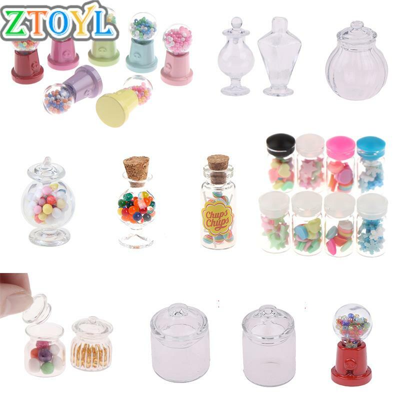 1/3/4pcs DollHouse miniaturowe jedzenie przekąski udawaj zagraj w zabawkowe meble szklany słój na słodycze automat z cukierkami domek dla lalek zabawki prezentowe dla dzieci