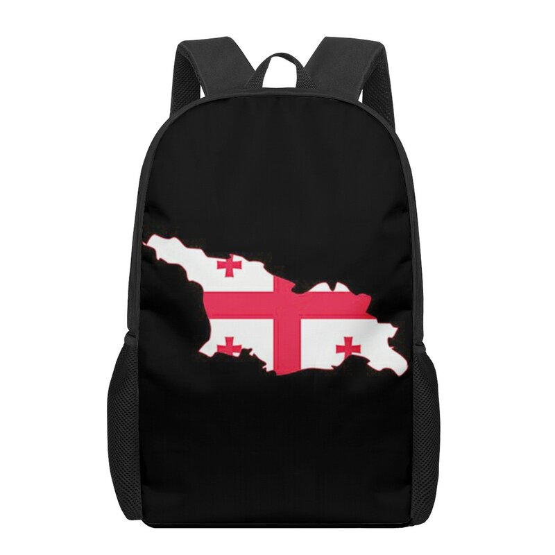 Sac d'école avec motif 3D du drapeau géorgien pour enfants, sacs de livres décontractés pour enfants, sac à dos pour garçons et filles pour sortir, faire du shopping et voyager
