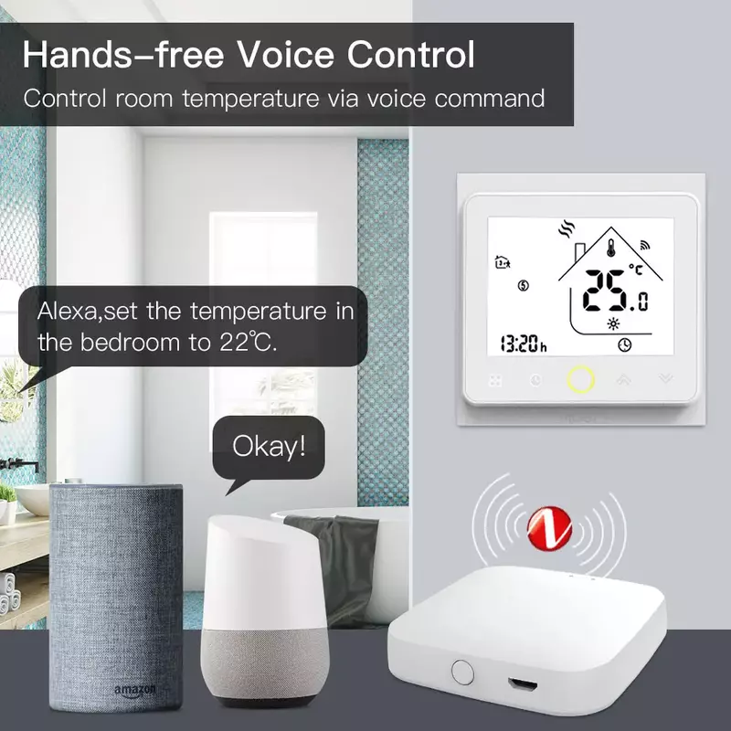 ZigBee Pusat Pengontrol Suhu Termostat Pintar Air Yang Diperlukan/Air Pemanas Lantai Listrik/Ketel Gas dengan Alexa Google Home