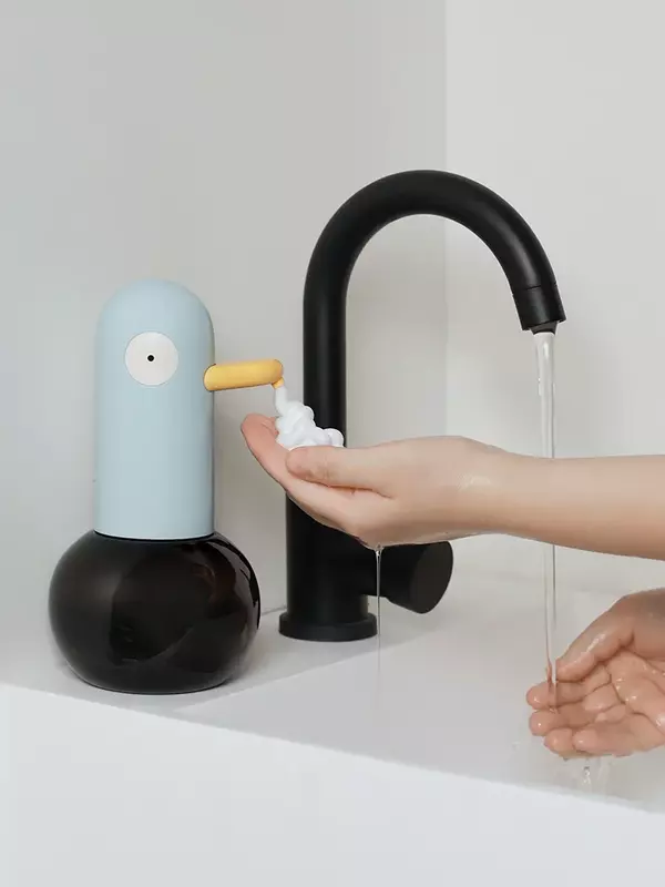 Dispensador de jabón inteligente para niños, máquina desinfectante de manos de espuma móvil con carga de dibujos animados, sensor automático