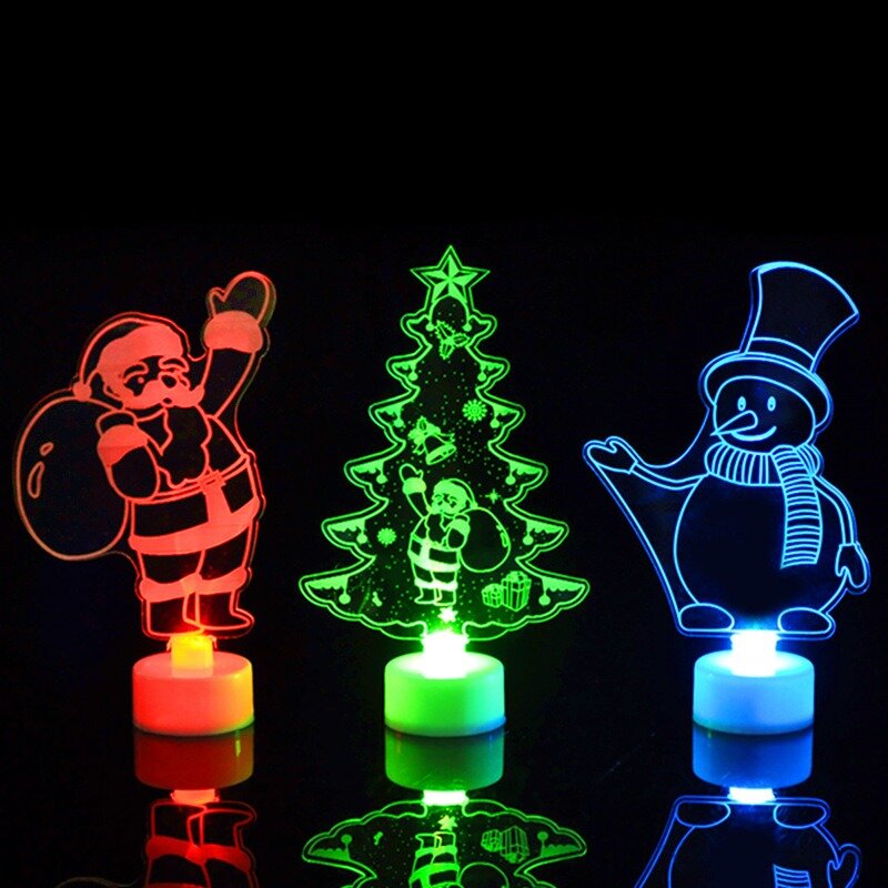 Светодиодная подсветка, яркая Акриловая Рождественская елка, снеговик, Мерцающая Ночная лампа, детская спальня, украшение для дома, подарок на день рождения