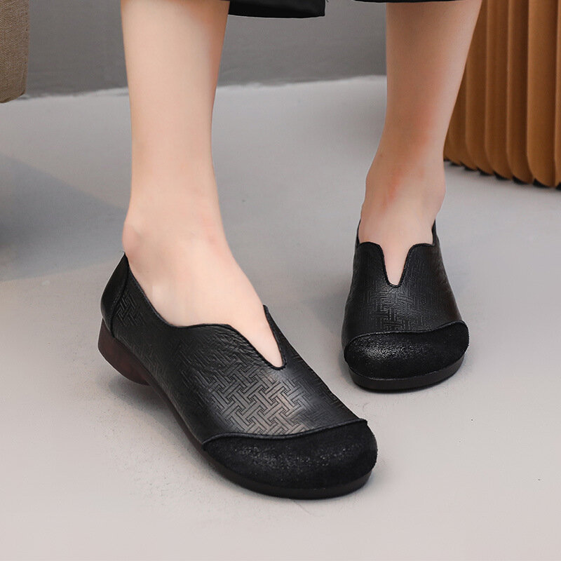 Leather British Retro One Pedal Flat Shoes