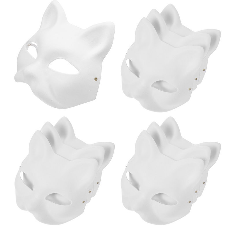 10/6/5/3pcs Masquerade Cat Face Masks DIY Party Masks Props Paintable Blank Masks Party Cosplay Accessories