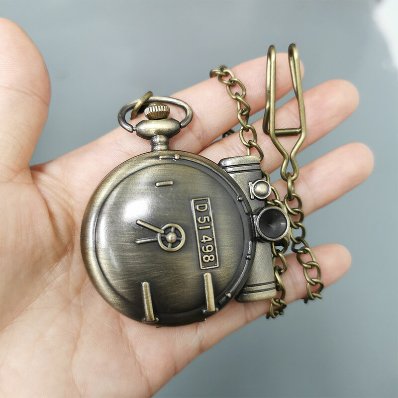 Steampunk หัวรถจักรรูป Retro Quartz กระเป๋านาฬิกา Fob Chain จี้สร้อยคอบรอนซ์วินเทจพ็อกเก็ตนาฬิกาของขวัญชาย