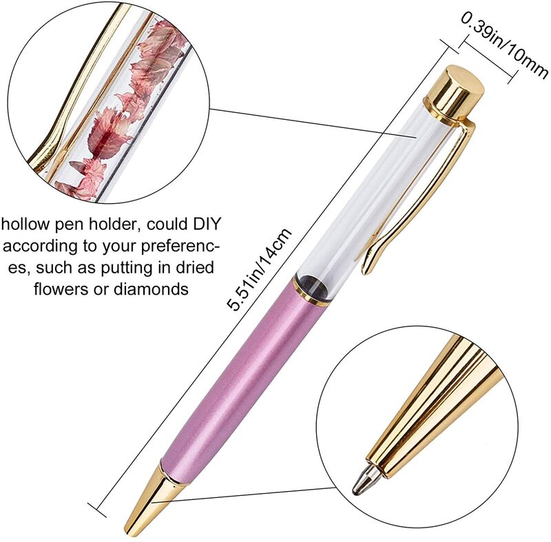 10Pcs Empty Tube Pens Floating DIY Pens Creative Empty Ballpoint Pen for DIY Glitter Epoxy Resin Crystal Ballpoint Pen