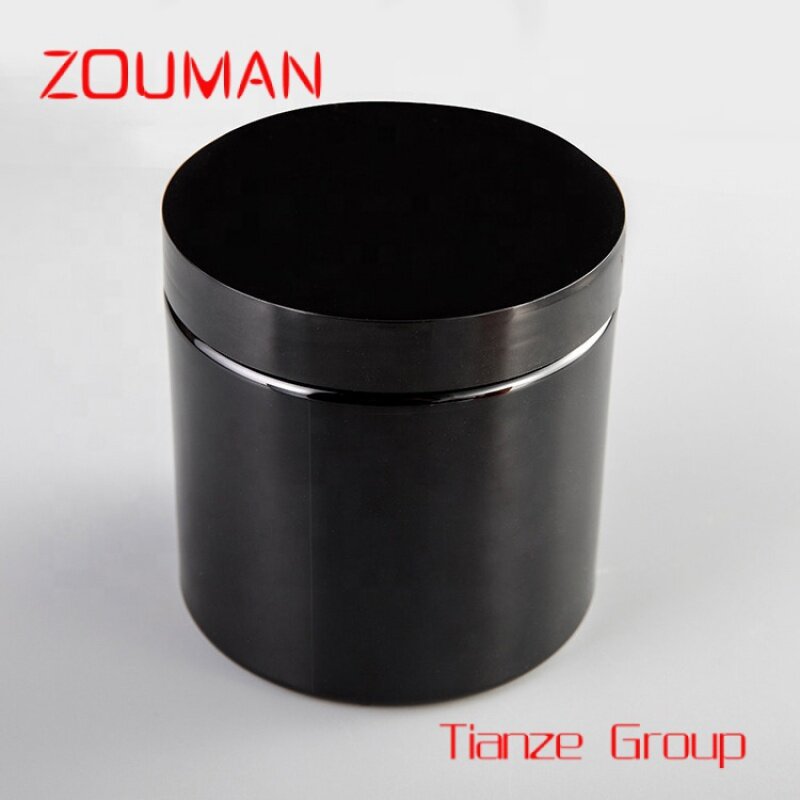 Custom , cosmetic food packaging 100ml 150ml 200ml 250ml 300ml amber black pet plastic cosmetic jar with white black lid