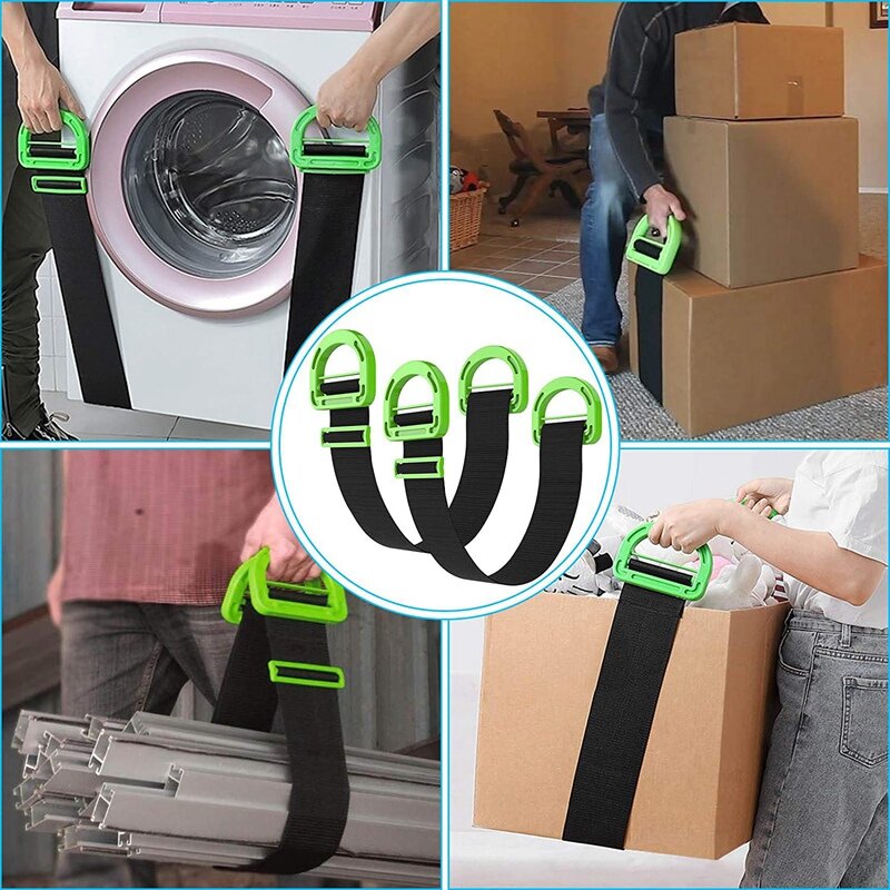 2Pcs Adjustable Weight Lifting Belts With 2 Pairs Of Gloves, Adjustable Moving And Lifting Belts, Suitable For Furniture