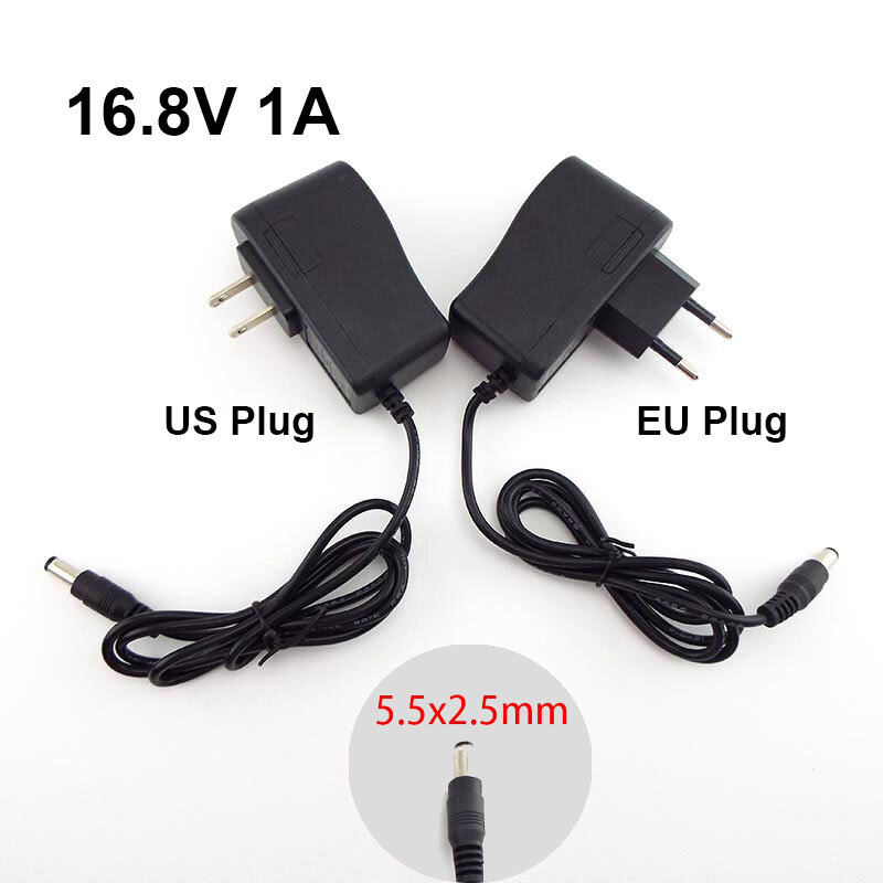 AC 100-240V DC 16.8V 1A 5.5*2.5mm Charger Power Supply Adapter for 18650 Lithium Battery US EU Plug CCTV Camera Charging
