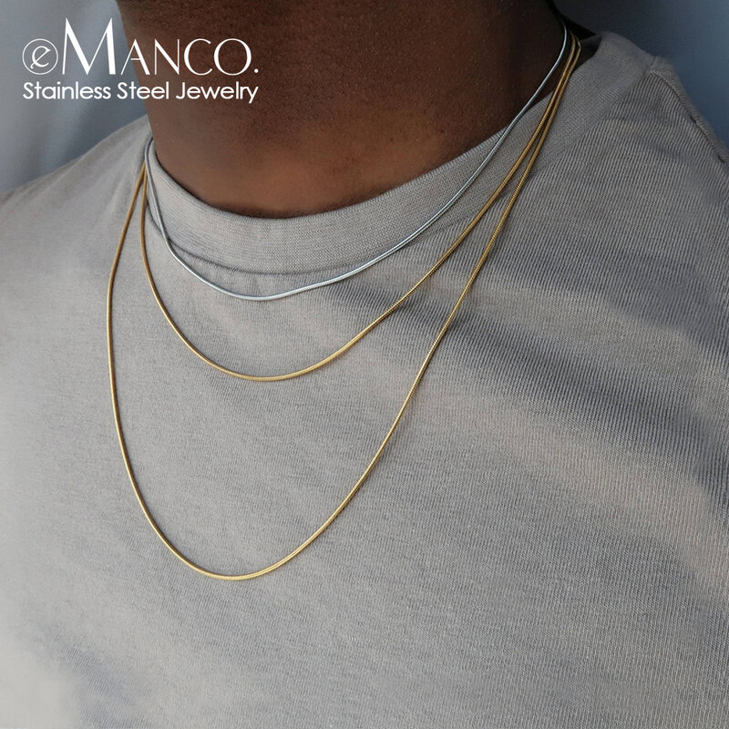 EManco – collier en forme de serpent en acier inoxydable, bijou minimaliste pour femme et homme, cadeau de mariage