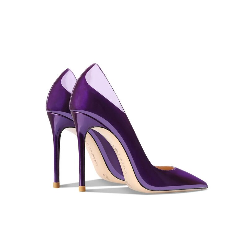 2022 Spring and Autumn New Purple Pumps Pointed Shallow Mouth Sexy Fashion Patent Leather Bright Color High Heels