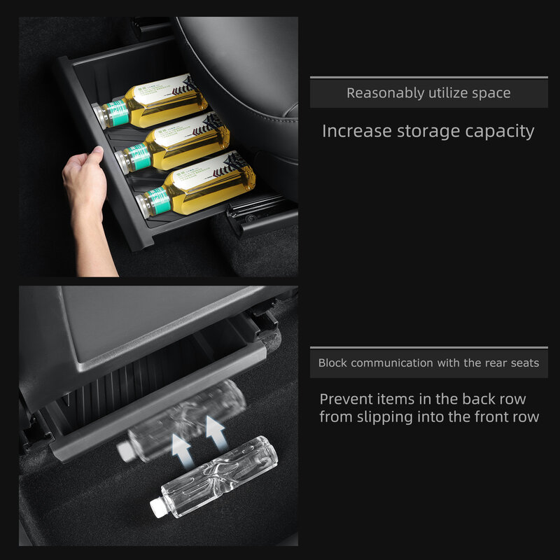 Sob Seat Storage Box para Tesla Modelo Y, Acessórios Interior do carro, gaveta tipo organizador, caixa inferior bandeja, 2024