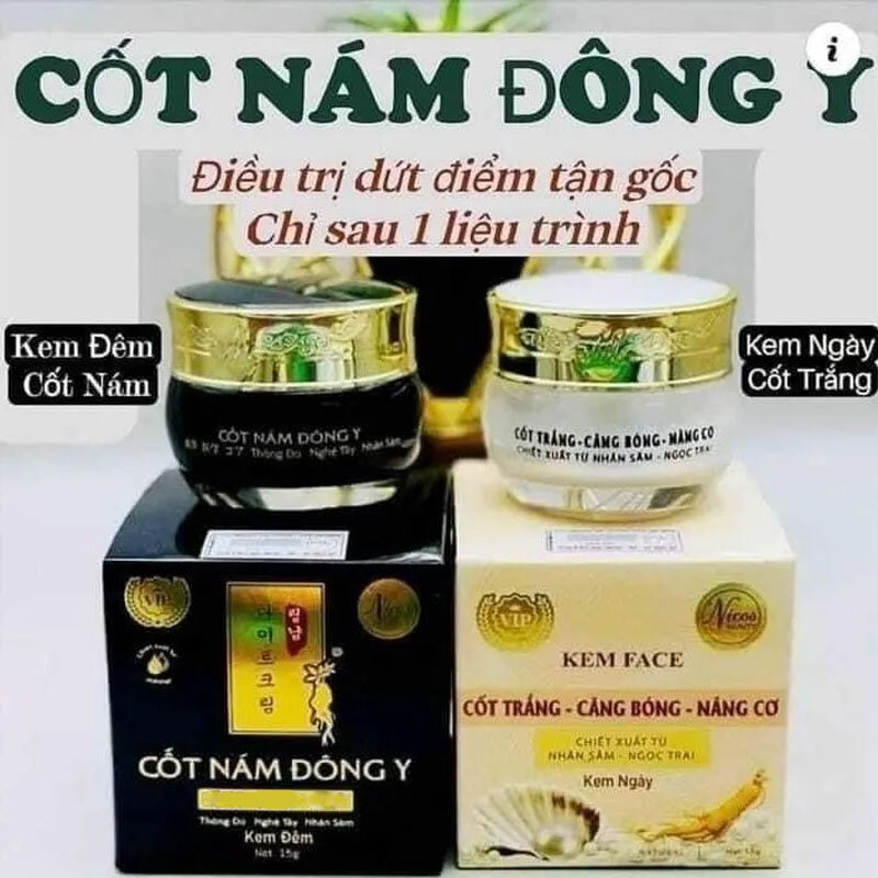 Combo 2 Hộp Kem Face cát náng Y NICs Thanh Nhi 10gr + Kem Cốt trng ng náng cơ Nicos Beauty 10gr