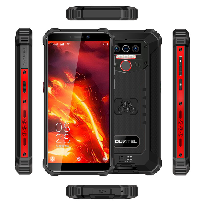 OUKITEL-WP5 Pro Telefone Móvel Robusto, Bateria 8000mAh, Smartphone Android 10.0, 5,5 Polegadas, 4GB, 64GB, Câmera Traseira 13MP, Celular