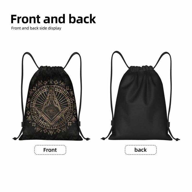 Custom Freemasonry Symbol Drawstring Bag for Shopping Yoga Backpacks Men Women Mason Sports Gym Sackpack