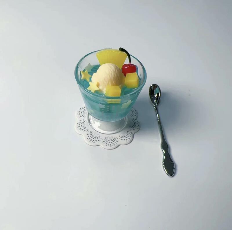 Mainan kapsul simulasi makanan kreatif, mainan keren minuman es krim Smoothie miniatur gantungan kunci aksesoris tas