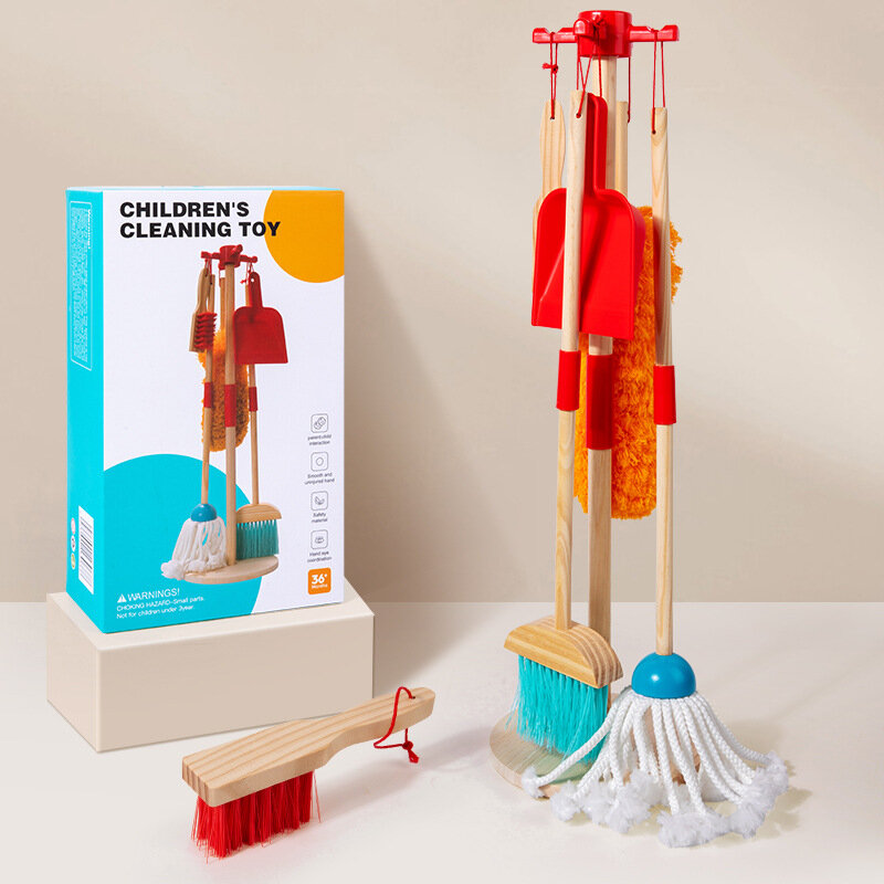 Sprzątanie domu drewniane zestaw zabawek dla dzieci Mini symulacja czyszczenia udawać gry dla dzieci zabawki Mop zamiatanie Mini narzędzie zestaw zabawek