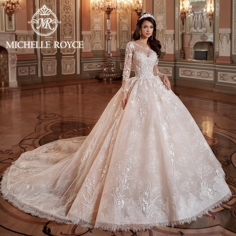 Michelle Royce gaun pesta mewah gaun pernikahan untuk wanita 2024 pengantin manis berpayet gaun pernikahan Vestidos De Novia