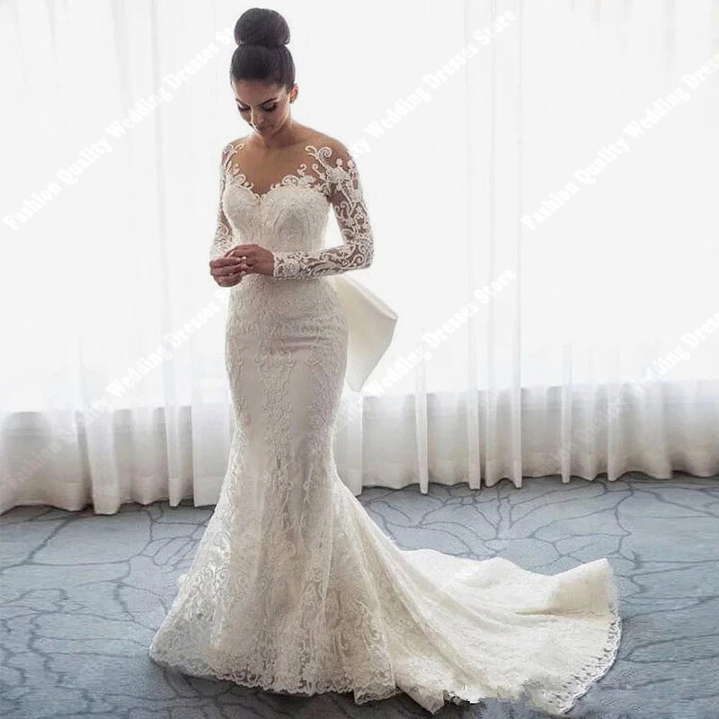 Gaun pernikahan wanita putri duyung mewah 2024 gaun pesta pengantin kerah kekasih cantik sederhana gaun pengantin cetak