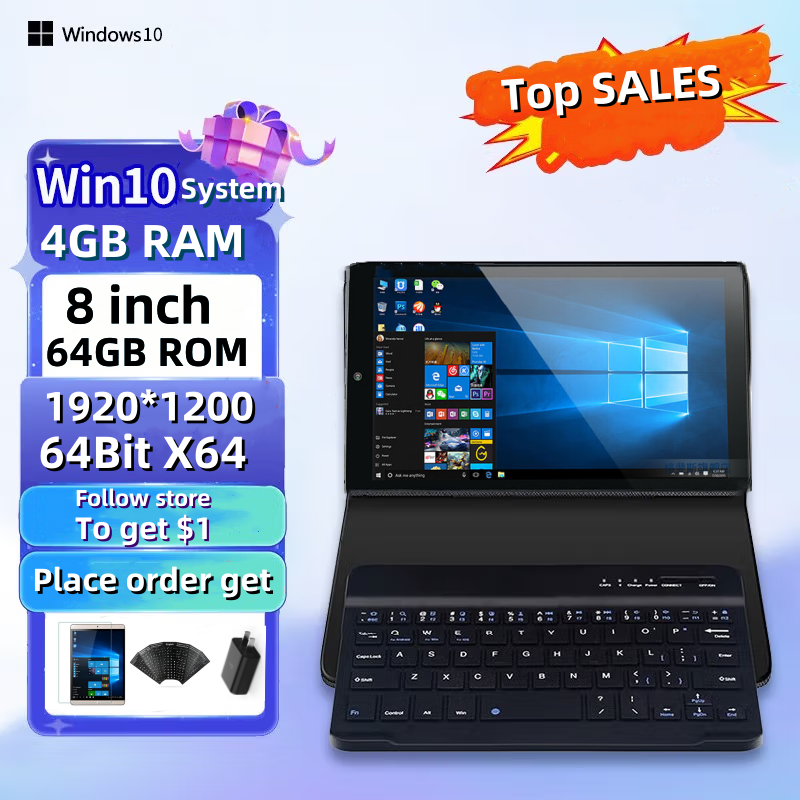 Mini Tablet PC com câmera dupla, Windows 10, Quad-Core, Z8350, CPU 1920*1200, IPS, WiFi, 4GB de RAM, 64GB ROM, 8 em, X64 AR2, top Vendas, 64 Bit